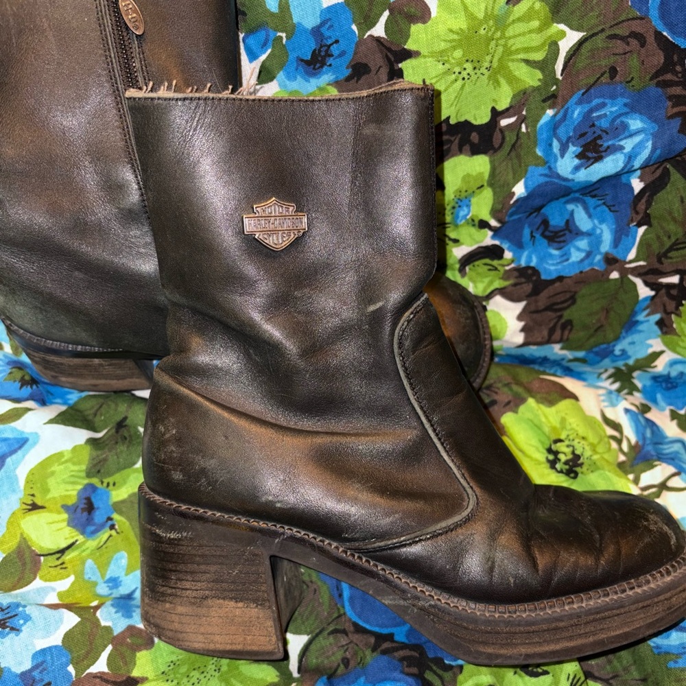90s Y2K vtg Harley Davidson platform boots size 7